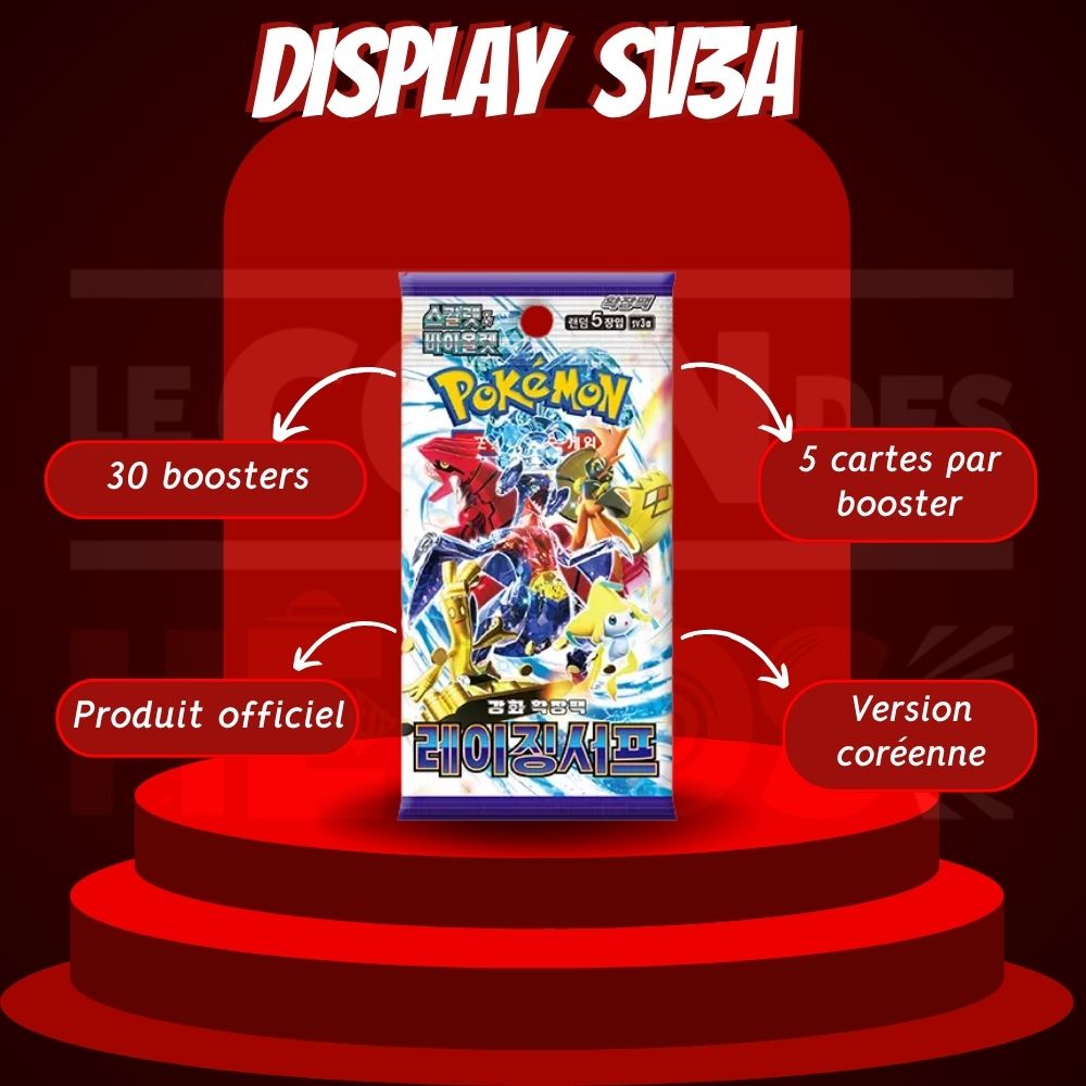 Display Pokémon Raging Surf SV3A – Boîtes de Boosters Version Coréen