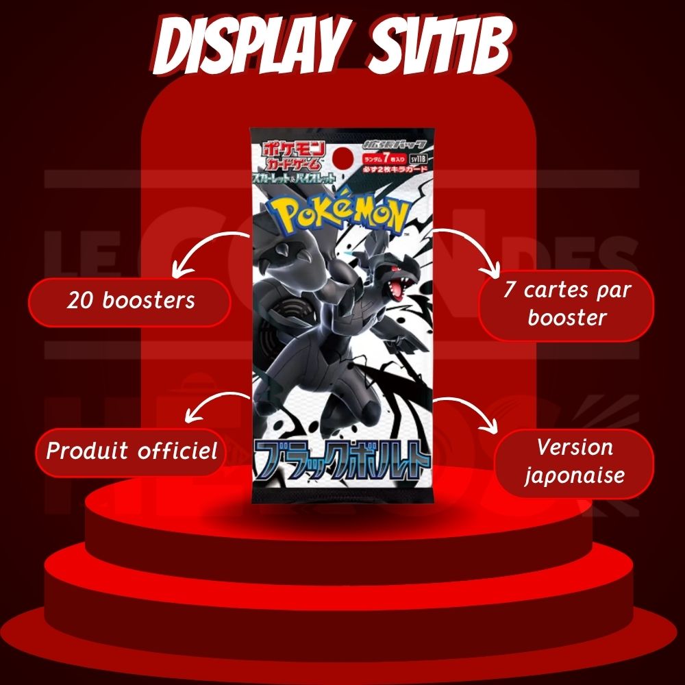 Display Pokémon Black Bolt SV11B – Boîte de 20 Boosters Version Japonaise